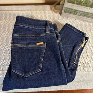 WHBM The Skimmer Jeans Women's 00 Dark Wash Blue Stretch Denim Ankle Zip Pants